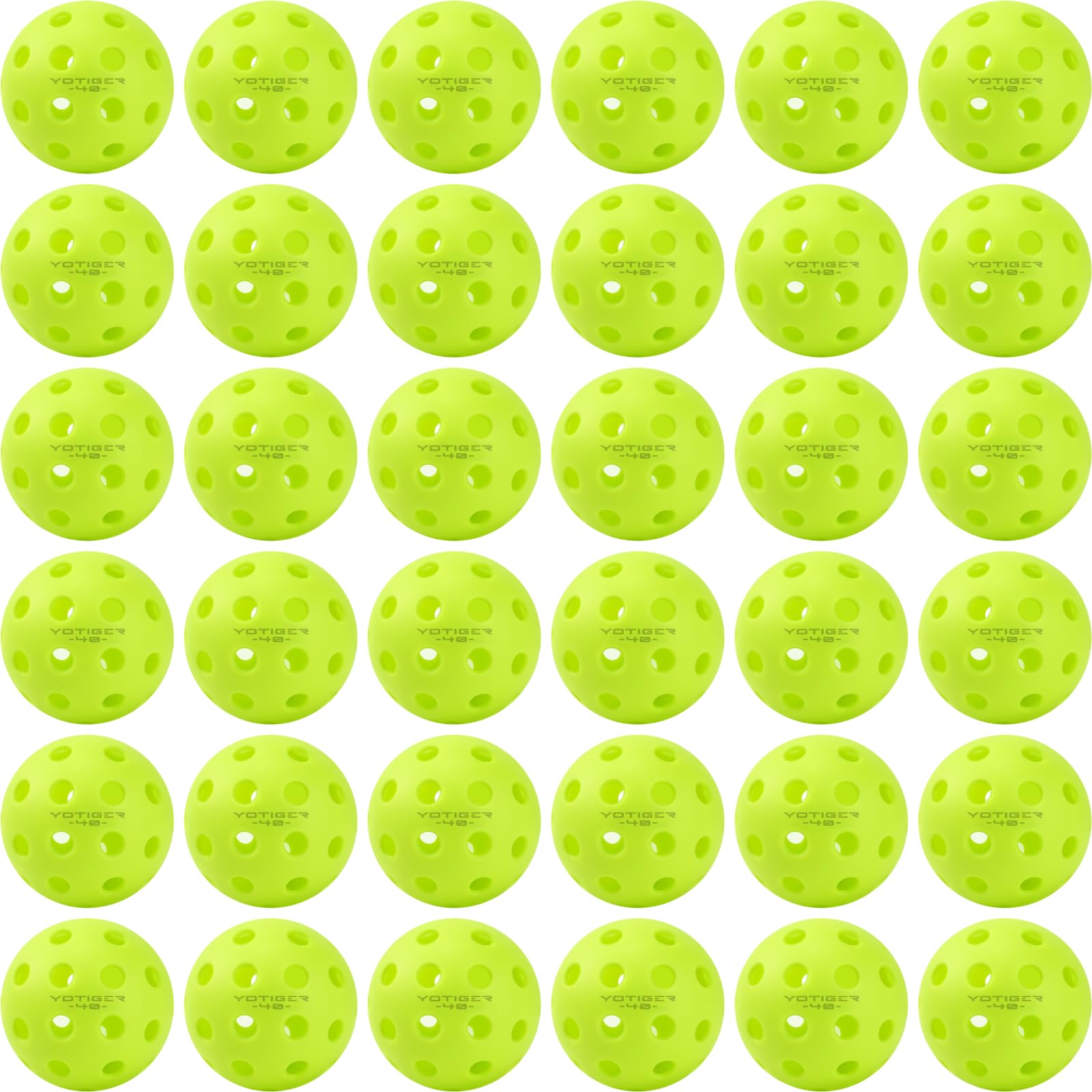 Yotiger Pickleball Balls, 36 Pack 40 Holes Outdoor Pickleball Balls Green Color, High Visibility And Bounce, Stylish And Durable