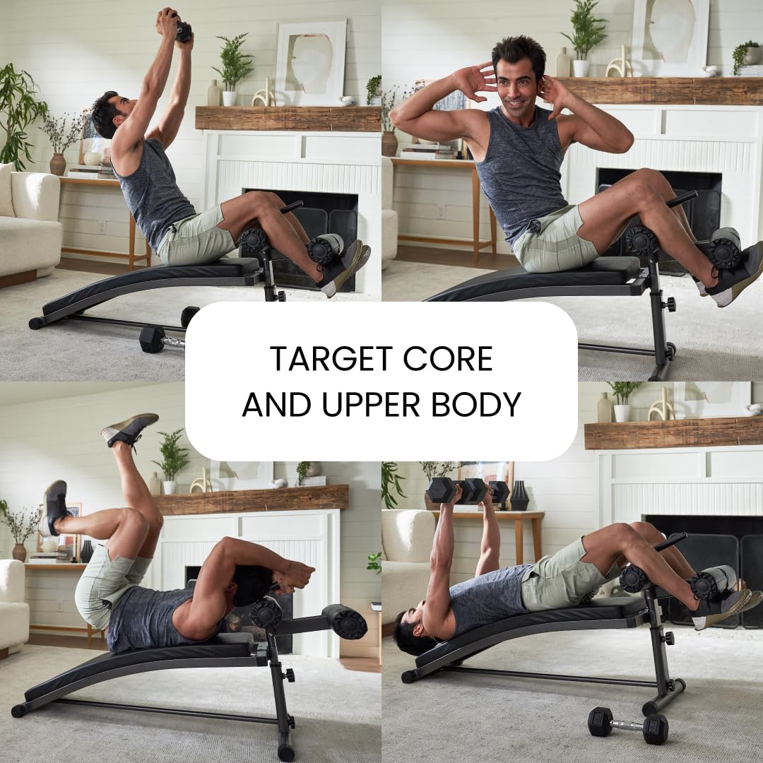 Finer Form Gym-Quality Sit Up Bench With Reverse Crunch Handle - Solid Ab Workout Equipment For Your Home Gym. More Effective Th