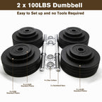 Unipack Adjustable Dumbbell Set, Black-Painted, 200-Lbs