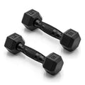 CAP Barbell 110 LB Rubber Coated Hex Dumbbell Hand Weight - Pair | Black Handle