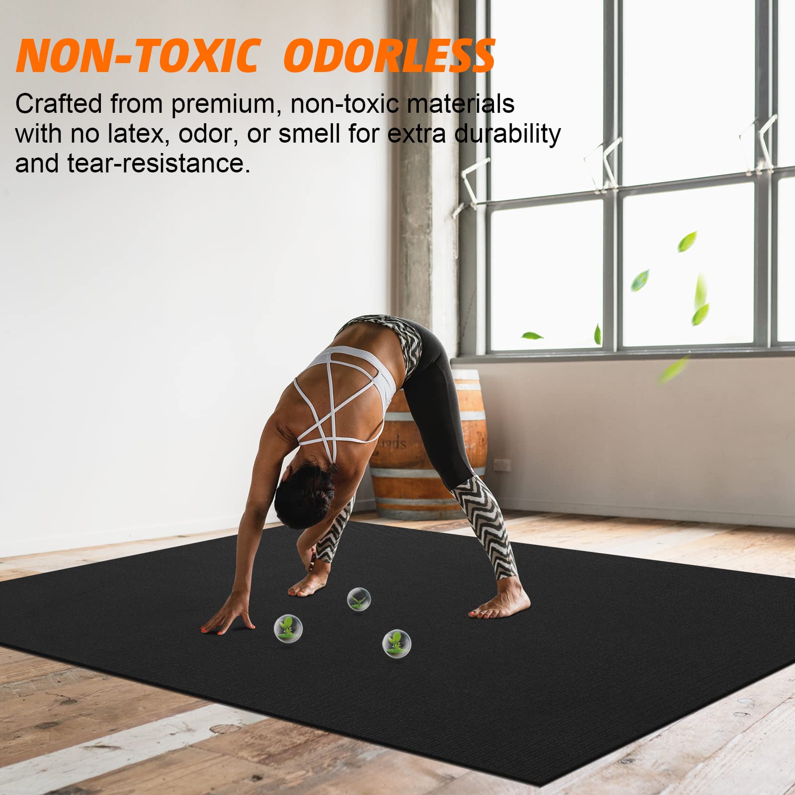 Anngrowy Large Exercise Mat 8'X5'X7Mm Workout Mat For Home Gym Mats Exercise Gym Flooring Rubber Fitness Mat Large Yoga Mat Card