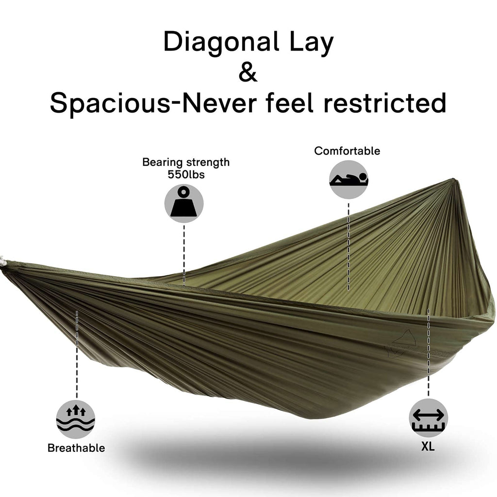 Onewind 12Ft Camping Hammock With Mosquito Net, Ridgeline Double Hammock Portable Lightweight Large Hammock Ripstop Nylon Durabl
