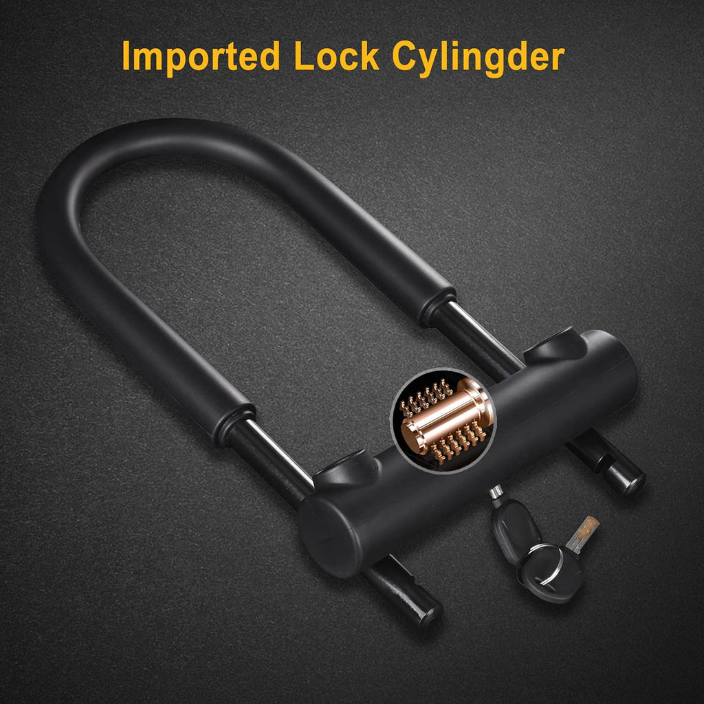 Dinoka Large Bike U Lock Combination With Keys,16Mm U Lock For Bicycle With 4Ft Flex Bike Cable And Mounting Bracket,U Bolt Bike