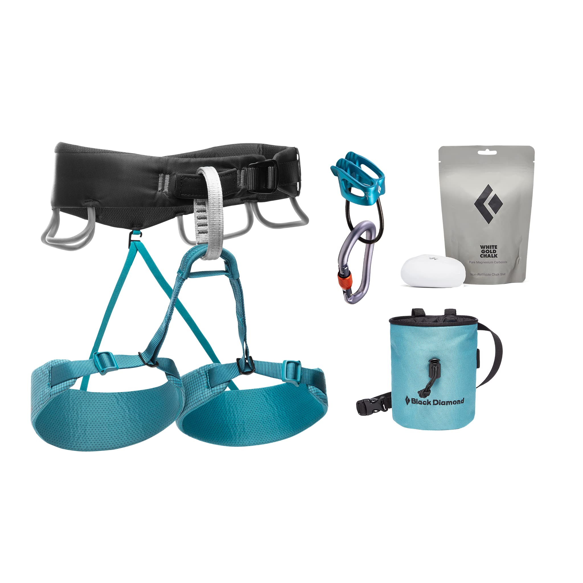 BLACK DIAMOND Equipment Momentum Harness  Womens Package  Aqua Verde  Extra Small
