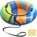 AirsFish 47-Inch Snow Tube Inflatable (450 lbs Capacity) - Heavy Duty 0.75mm Freeze-Resistant PVC with Reinforced Tow Leash & De