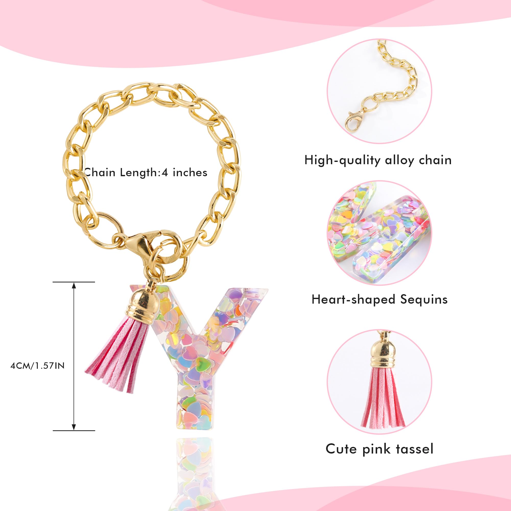 Letter Charm Accessories for Stanley Cup 1 PCS Cute Initial Keychain Handle Charm for Stanley Tumbler for Women Pink Letter Y