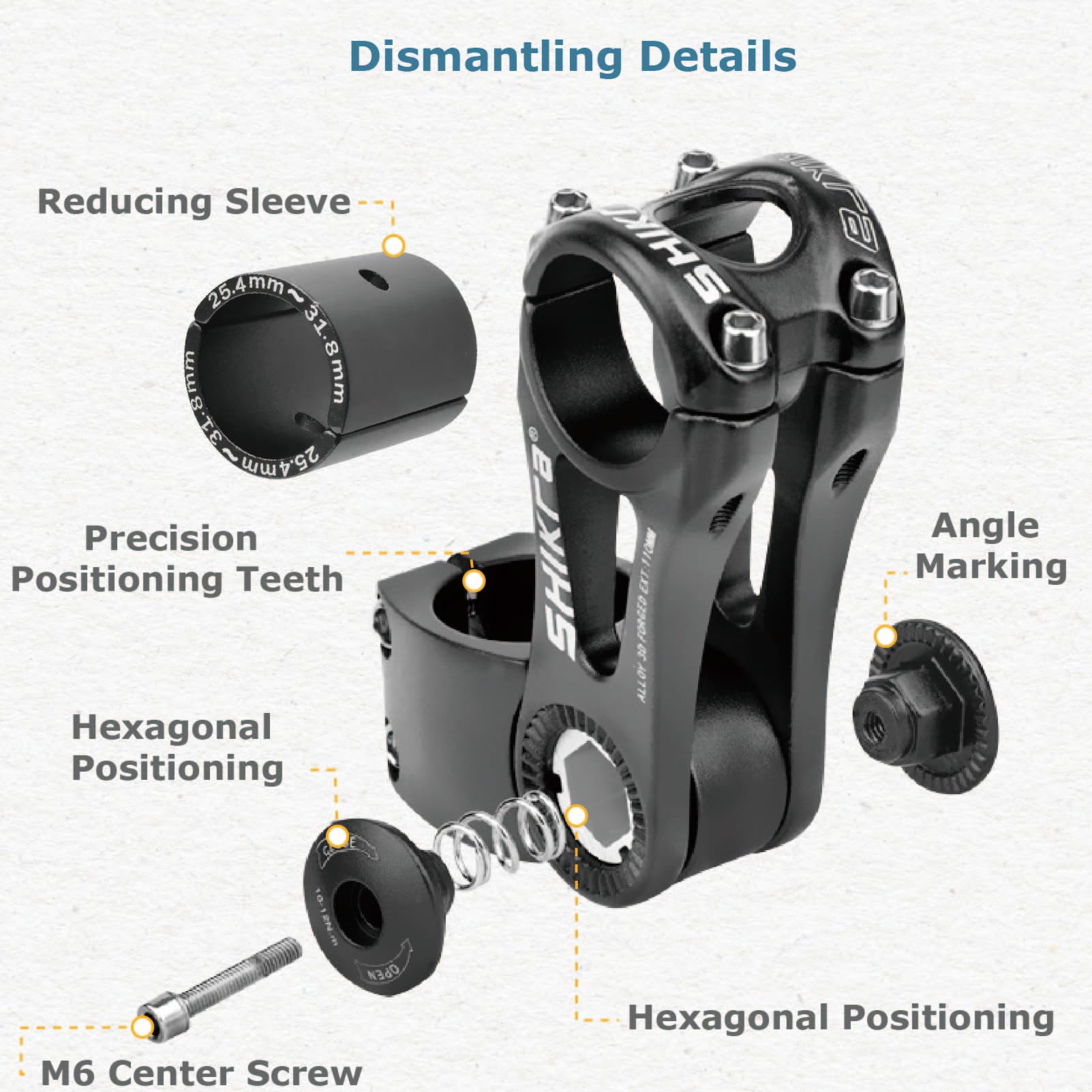 Yapjeb Bike Stem 25.4 110Mm 85 Degree Adjustable Bike Stem Mountain Bike Stem Short Handlebar Stem Riser For Bicycle, Road Bike,
