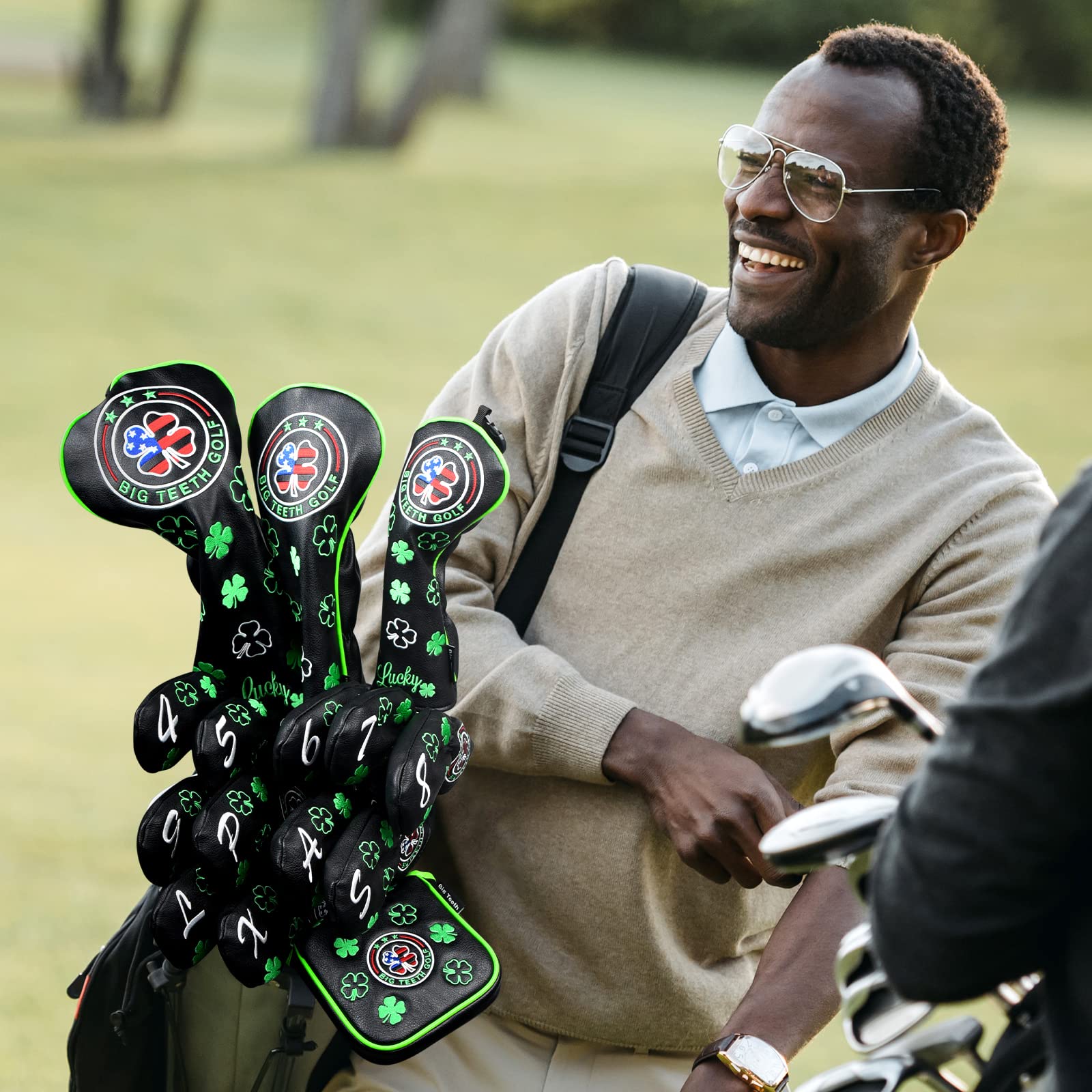 Big Teeth Lucky Clover Mallet Putter Cover Magnetic, Putter Covers For Golf Clubs Mallet, Putter Headcover Mallet Funny Fit Tayl