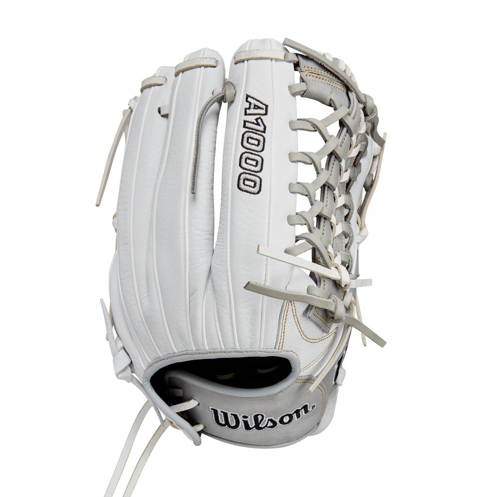 Wilson 2024 A1000 T125 12.5    Outfield Fastpitch Softball Glove - White/Silver/Gold, Left Hand Throw