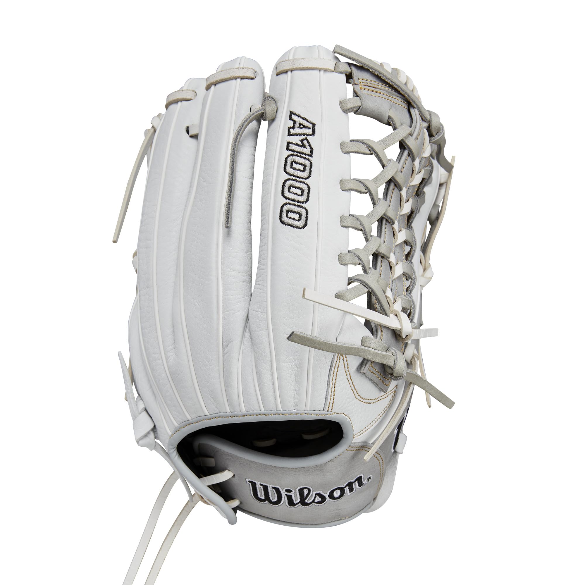 Wilson 2024 A1000 T125 12.5    Outfield Fastpitch Softball Glove - White/Silver/Gold, Left Hand Throw