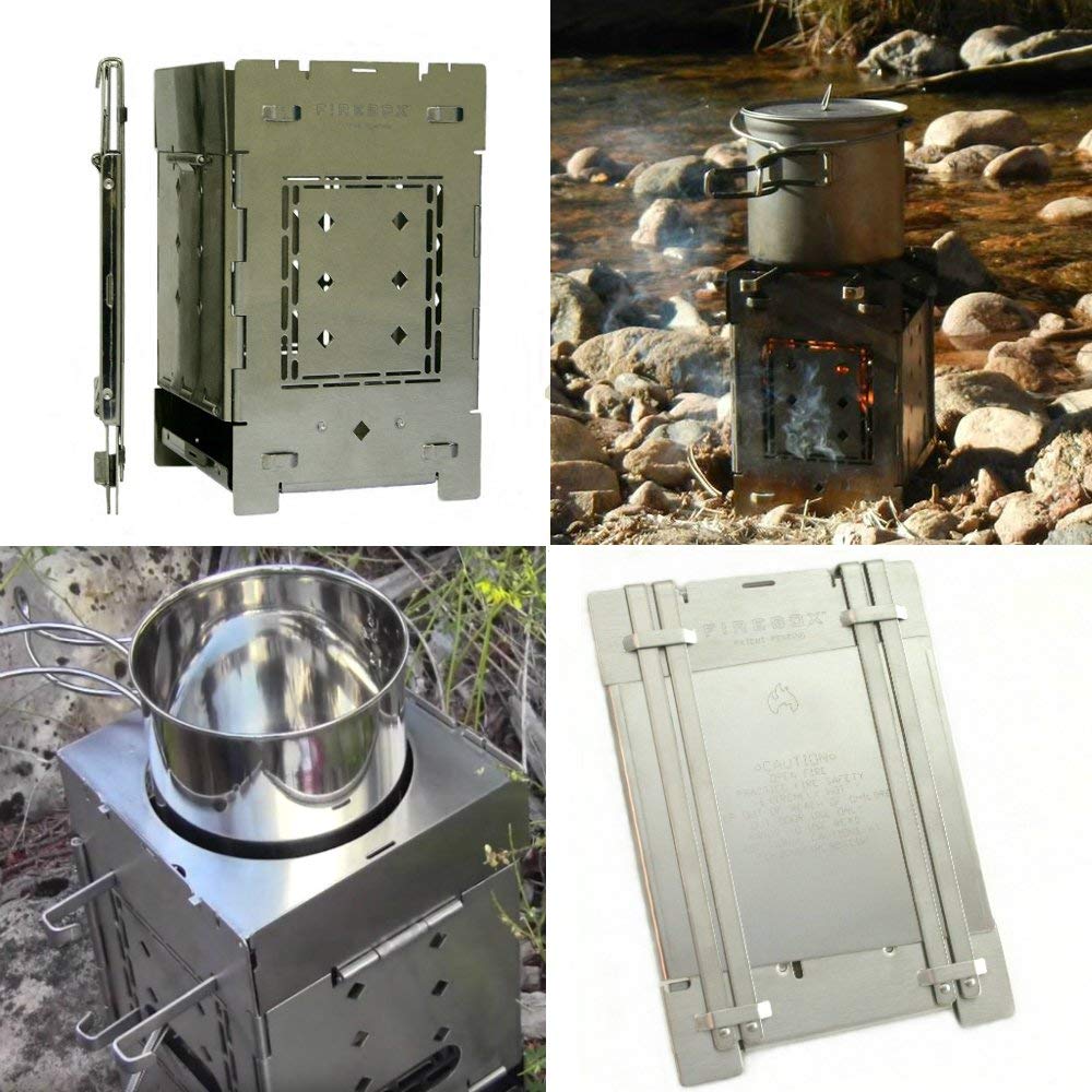 Firebox Bushcraft Camp Stove Kit - Wood Burning/Multi Fuel - Collapsible/Folding - Portable Campfire - Model Gen 2 5 Inch / G2-5