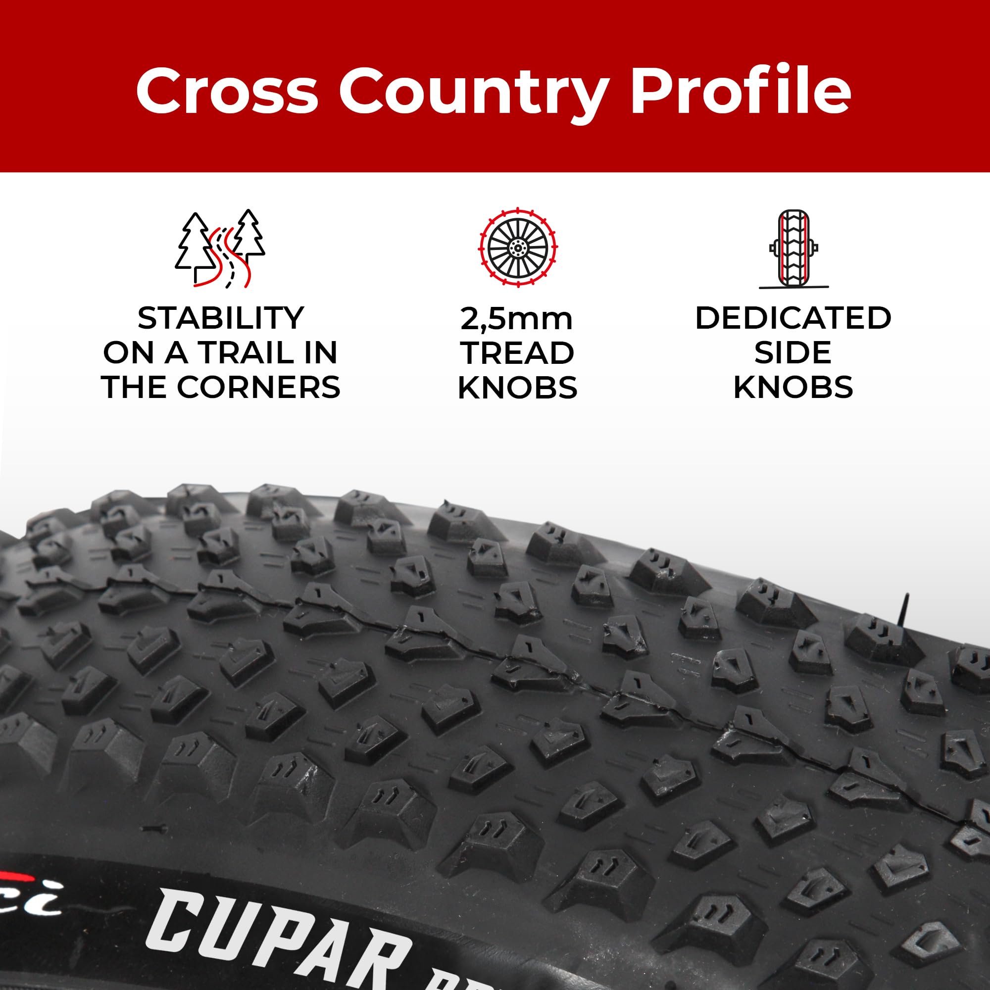 Fincci Cupar Pro 26 X 2.10 Tire 54-559 Etrto Foldable 60 Tpi Xc Cross Country Tires With Nylon Protection For Mountain Mtb Hybri