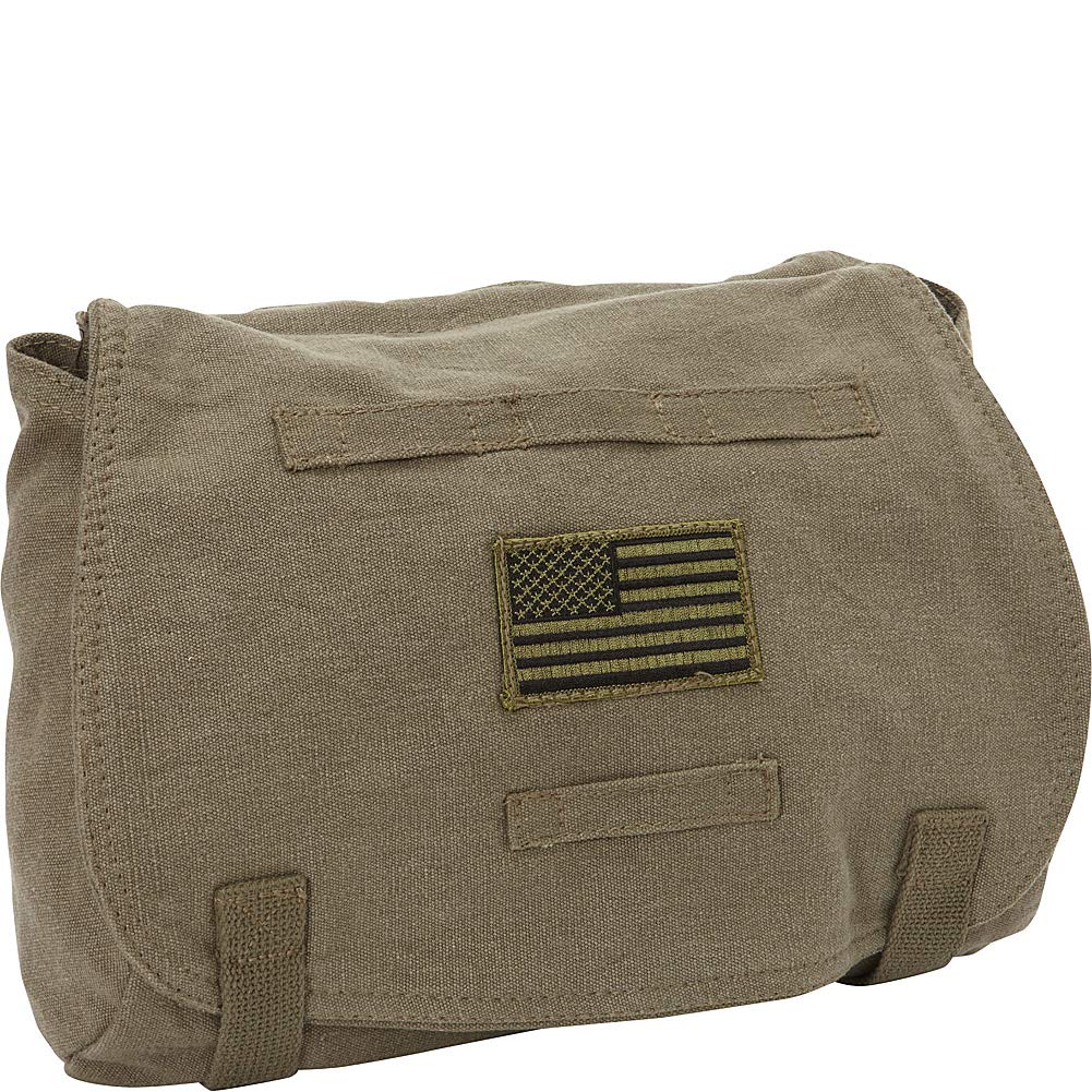 Retro Hungarian Shoulder Bag With Usa Emblem - Olive Drab
