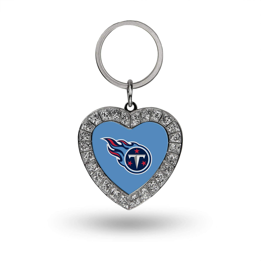 Rico Industries Nfl Tennessee Titans Metal Rhinestone Heart Keychain