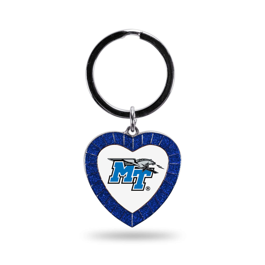 Rico Industries Ncaa Middle Tennessee Blue Raiders Ncaa Rhinestone Heart Colored Keychain, Royal, 3-Inches In Length
