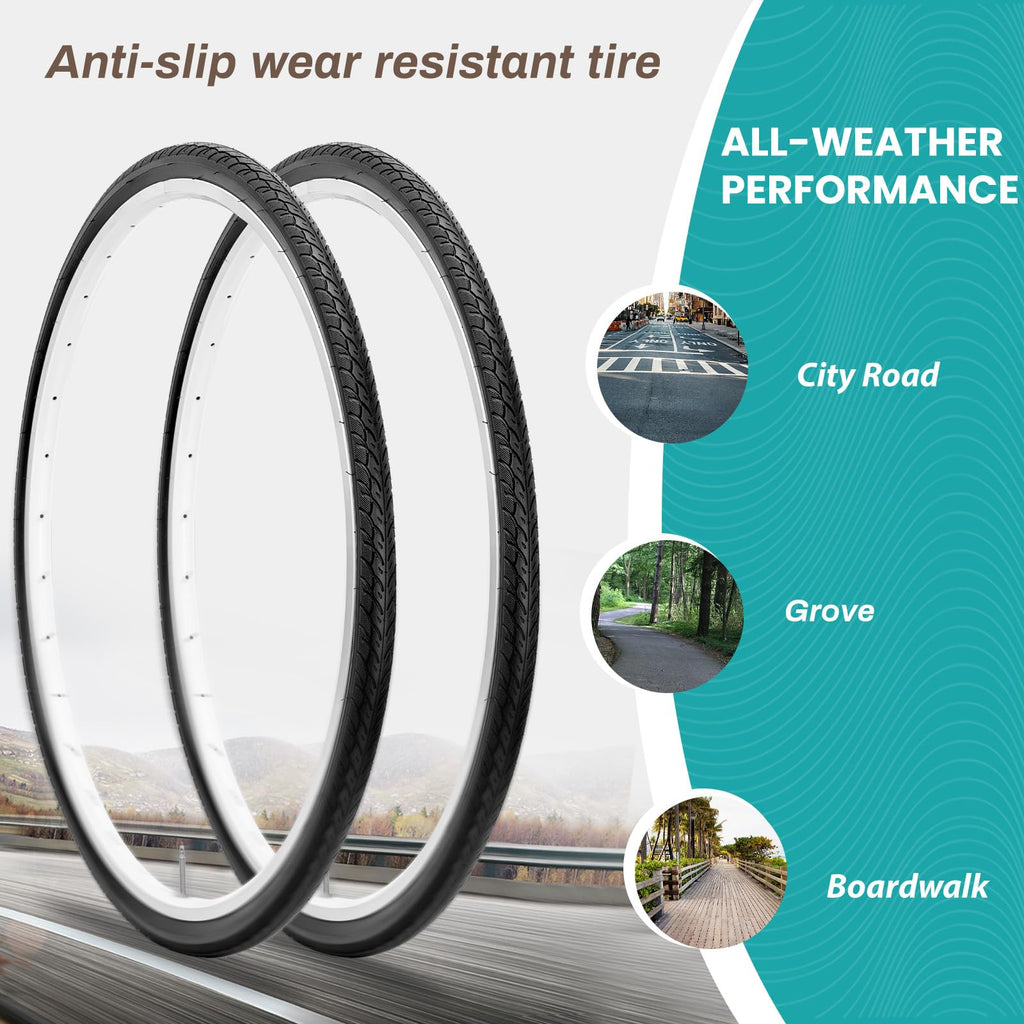 Mohegia 2 Pack Bike Tires,700X35C Folding Replacement Road Bicycle Tires