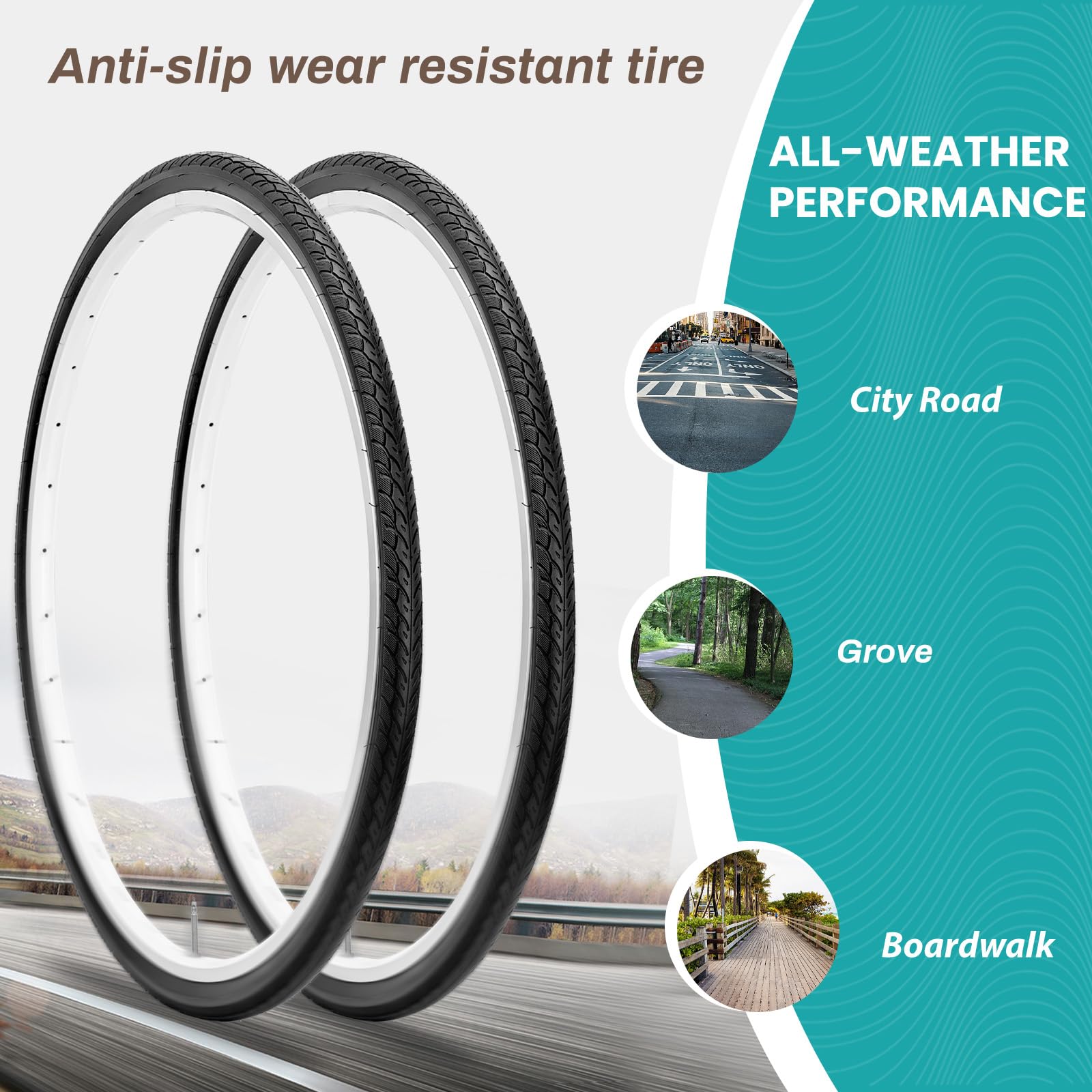 Mohegia 2 Pack Bike Tires,700X35C Folding Replacement Road Bicycle Tires