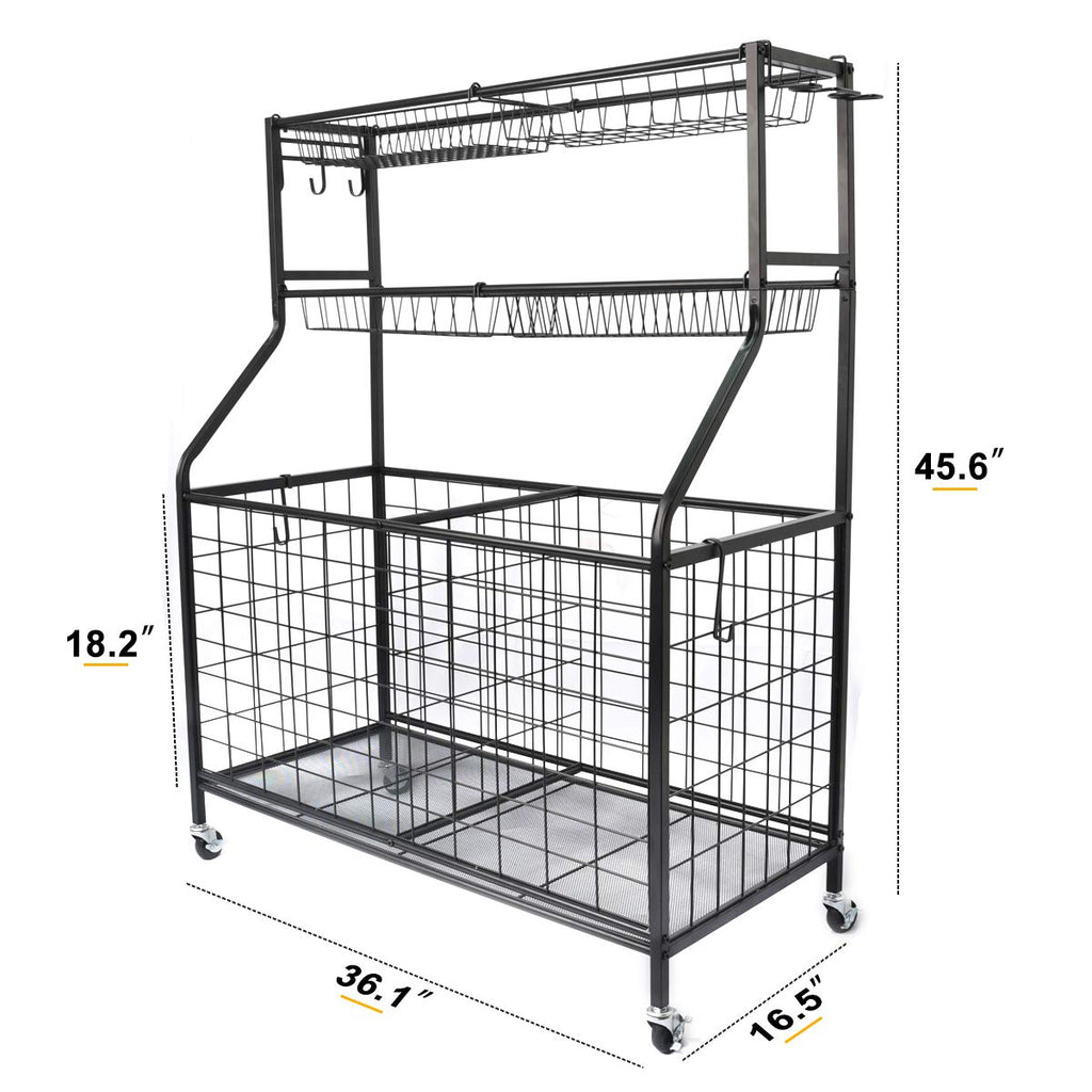 Kinghouse Garage Sports Equipment Organizer, Ball Storage Rack, Ball Storage Garage, Garage Organizer, Rolling Sports Ball Stora
