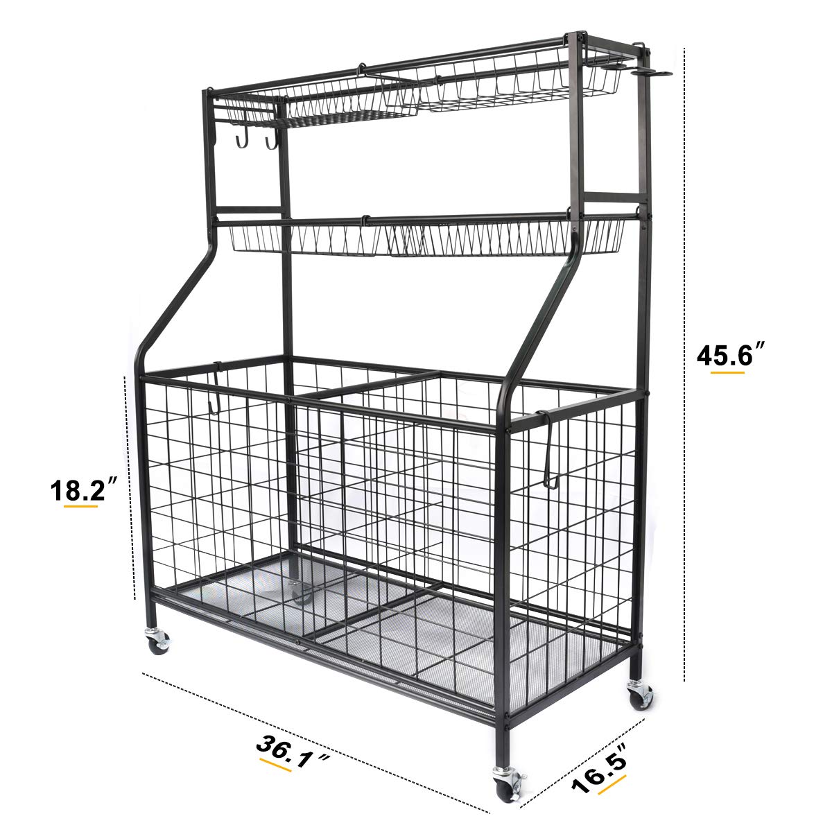 Kinghouse Garage Sports Equipment Organizer, Ball Storage Rack, Ball Storage Garage, Garage Organizer, Rolling Sports Ball Stora