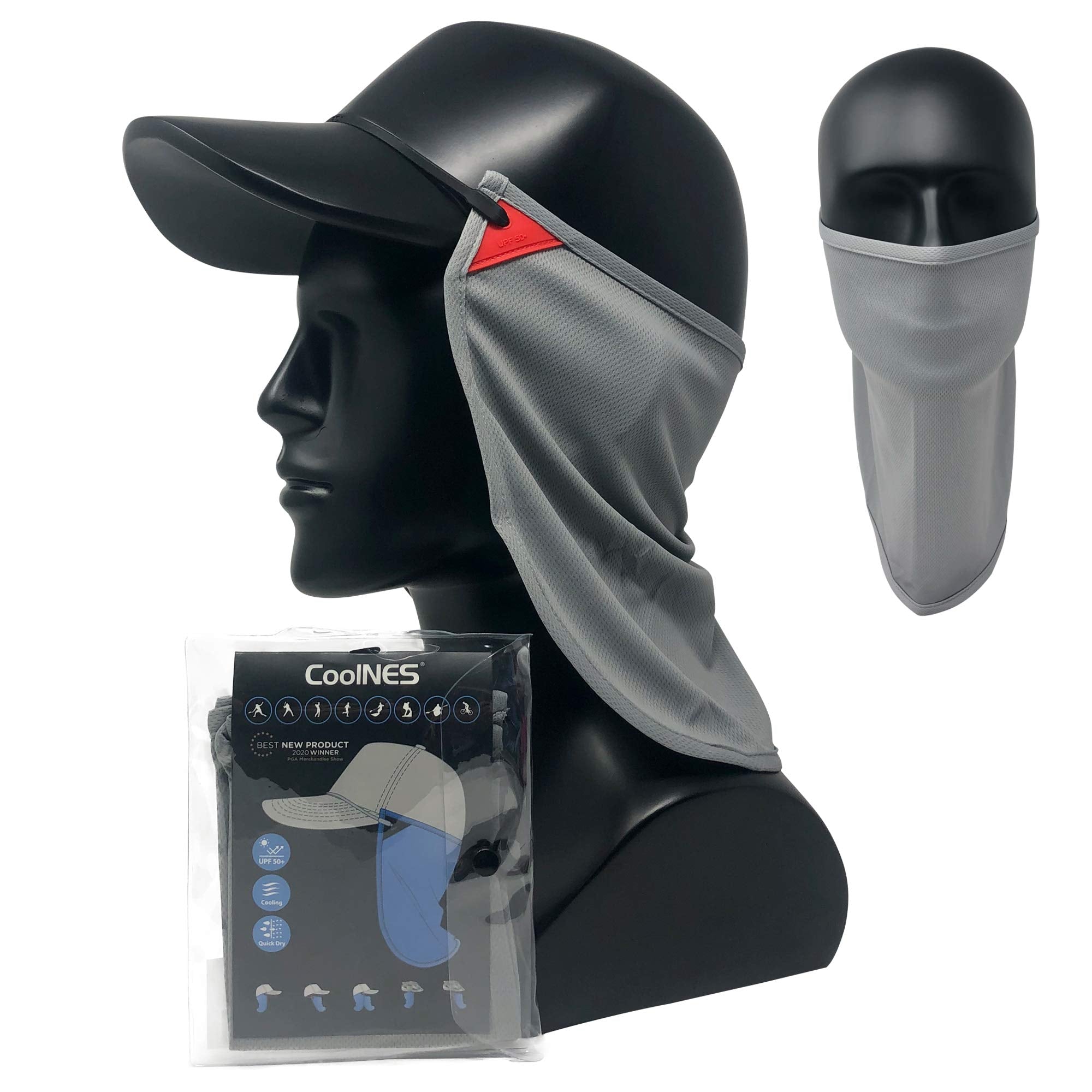 Coolnes - Uv Sun Protection Neck Drape Adjustable Multifunctional 2 In 1 Face Covering For Outdoor Fishing - Unisex Lightgray