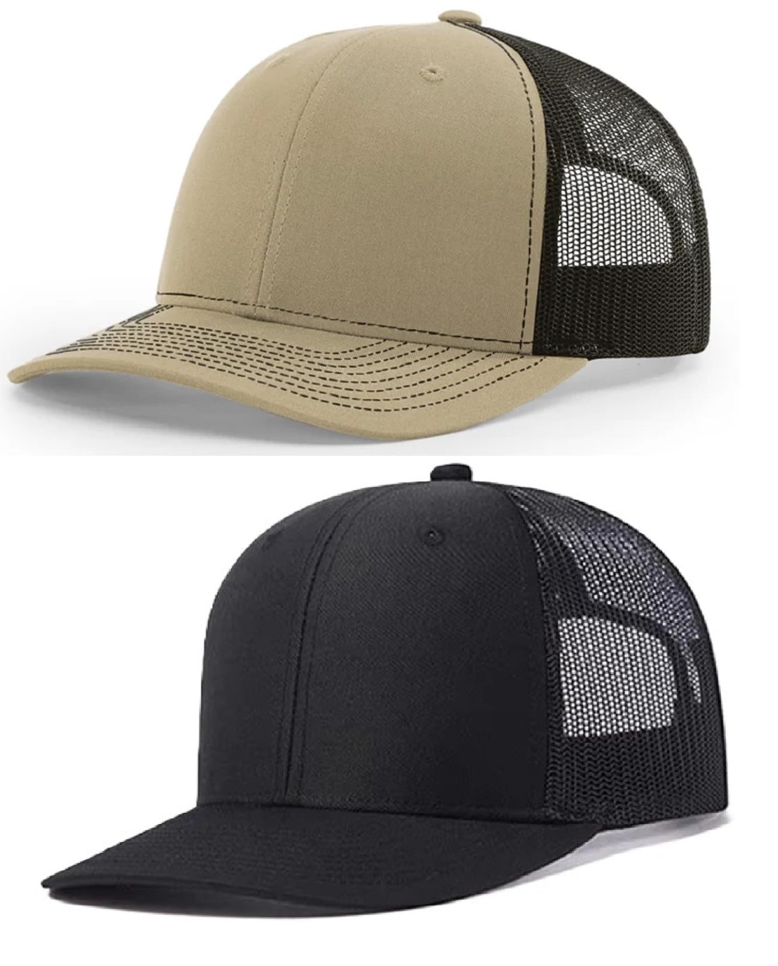 Zacharias MenS Cotton Blend Halfnet Solid Trucker Baseball Cap Hnc01 (Beige & Black_Free Size) (Pack Of 2)