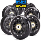 Tobwolf 8 Pack 64Mm 82A Indoor Inline Skate Replacement Wheels, Indoor Skating Wheels With Abec-7 Bearings, Luggage Wheels, Trai