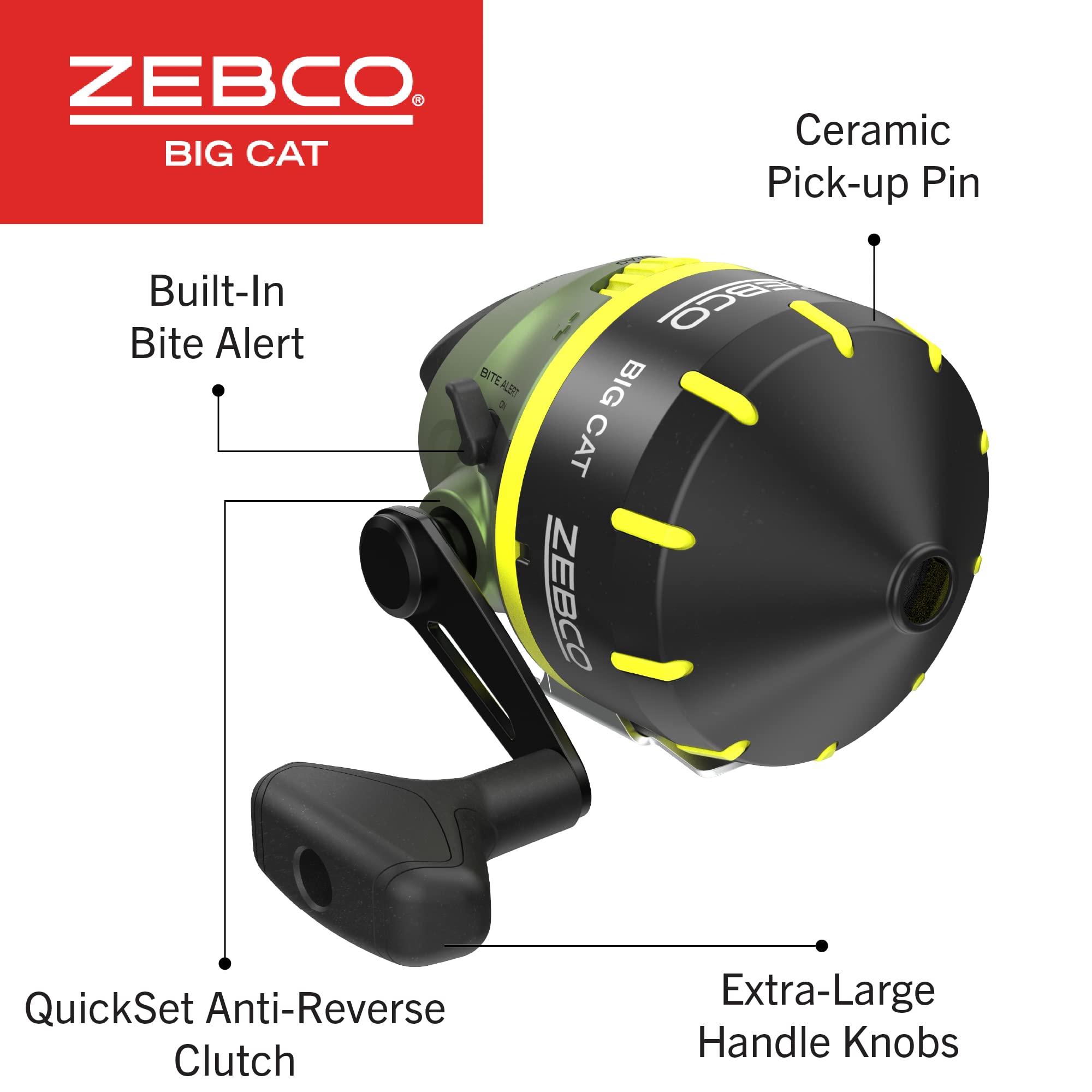 Zebco Big Cat Spincast Reel And Fishing Rod Combo, 7-Foot 2-Piece Fishing Pole, Dial-Adjustable Magnum Drag, Pre-Spooled With 25