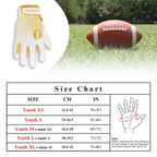 HANDLANDY Kids Football Gloves, Sticky Wide Receiver Gloves for Youth, White and Gold Stretch Fit Football Glove (White and Gold