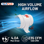 Seaflo 12V 4'' 235 Cfm In-Line Bilge Blower