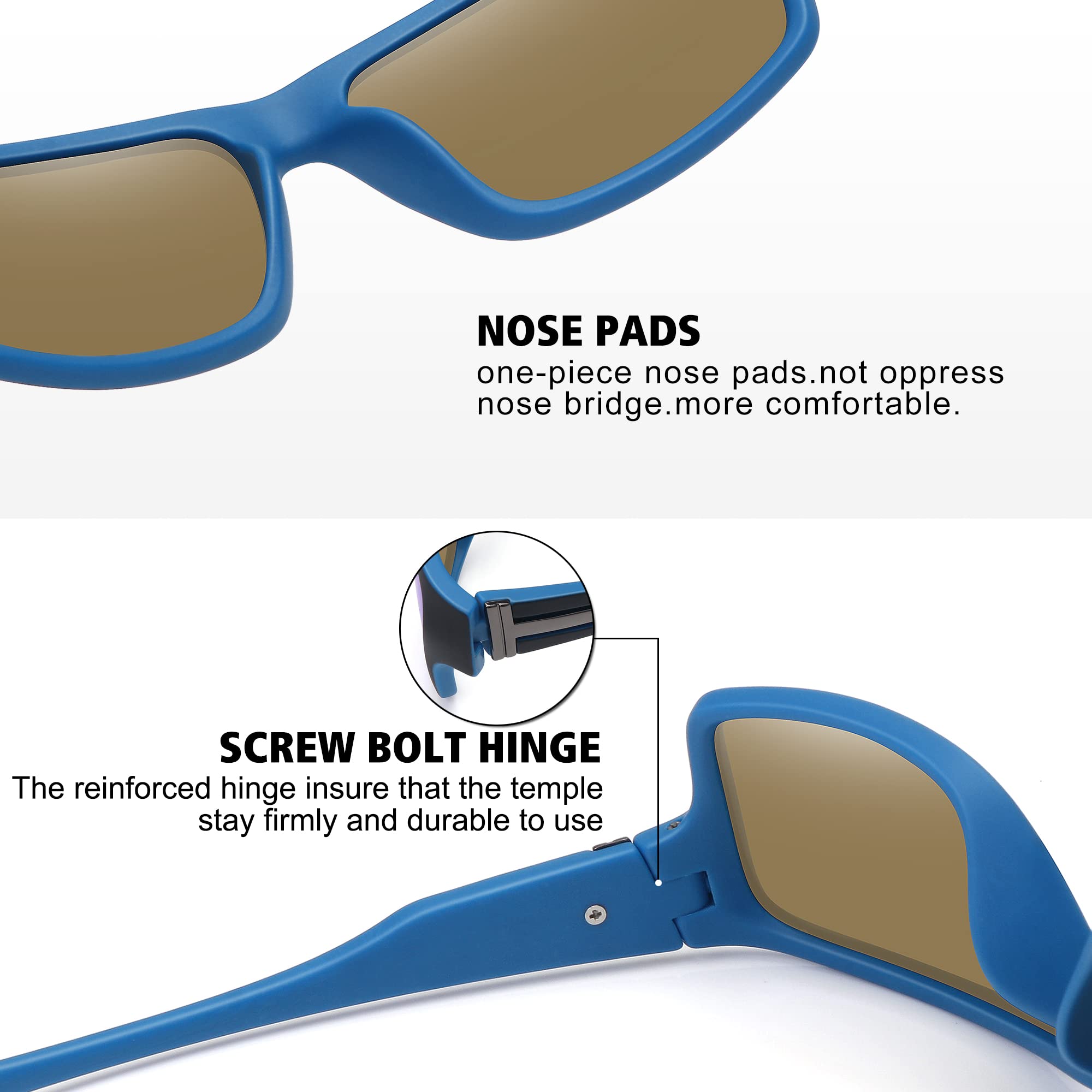 Storycoast Polarized Sports Sunglasses For Men Women Unbreakable Frame Cycling Fishing Driving 3Pack-Black+Blue+Green