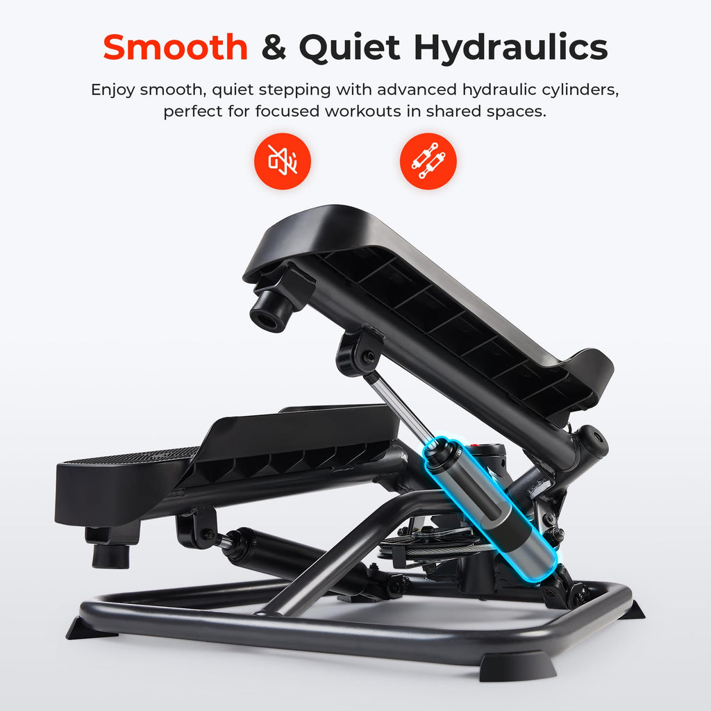 Sunny Health & Fitness Advanced Twist Stepper Machine Workout Cardio Mini Stair Master Climber Thigh Space Twist Stepper Resista