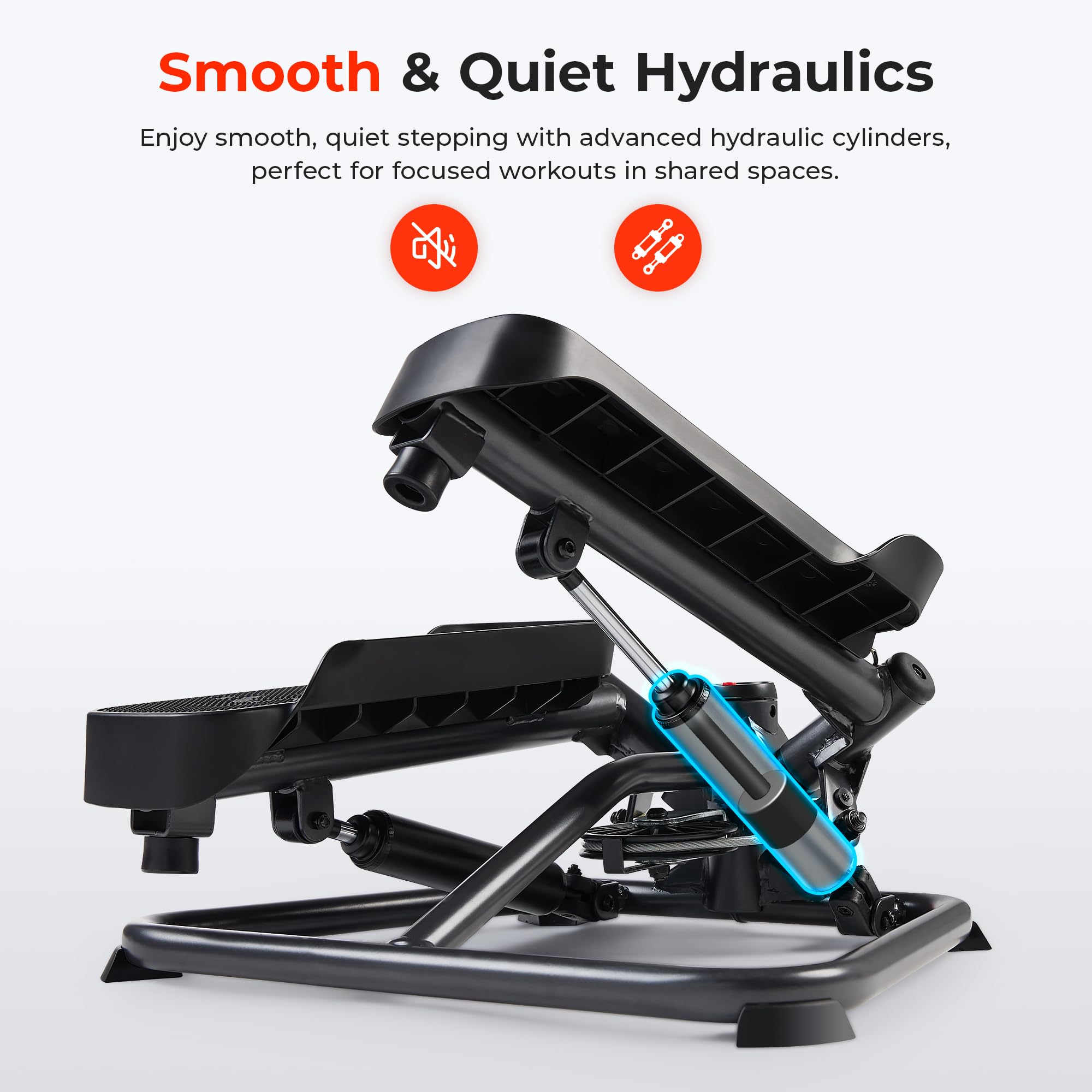Sunny Health & Fitness Advanced Twist Stepper Machine Workout Cardio Mini Stair Master Climber Thigh Space Twist Stepper Resista