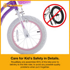 Royalbaby Stargirl 12 Inch Kids Outdoor Bicycle With Accessory Basket, Bell, Thick Wheels, And Safety Training Wheels For Ages 2