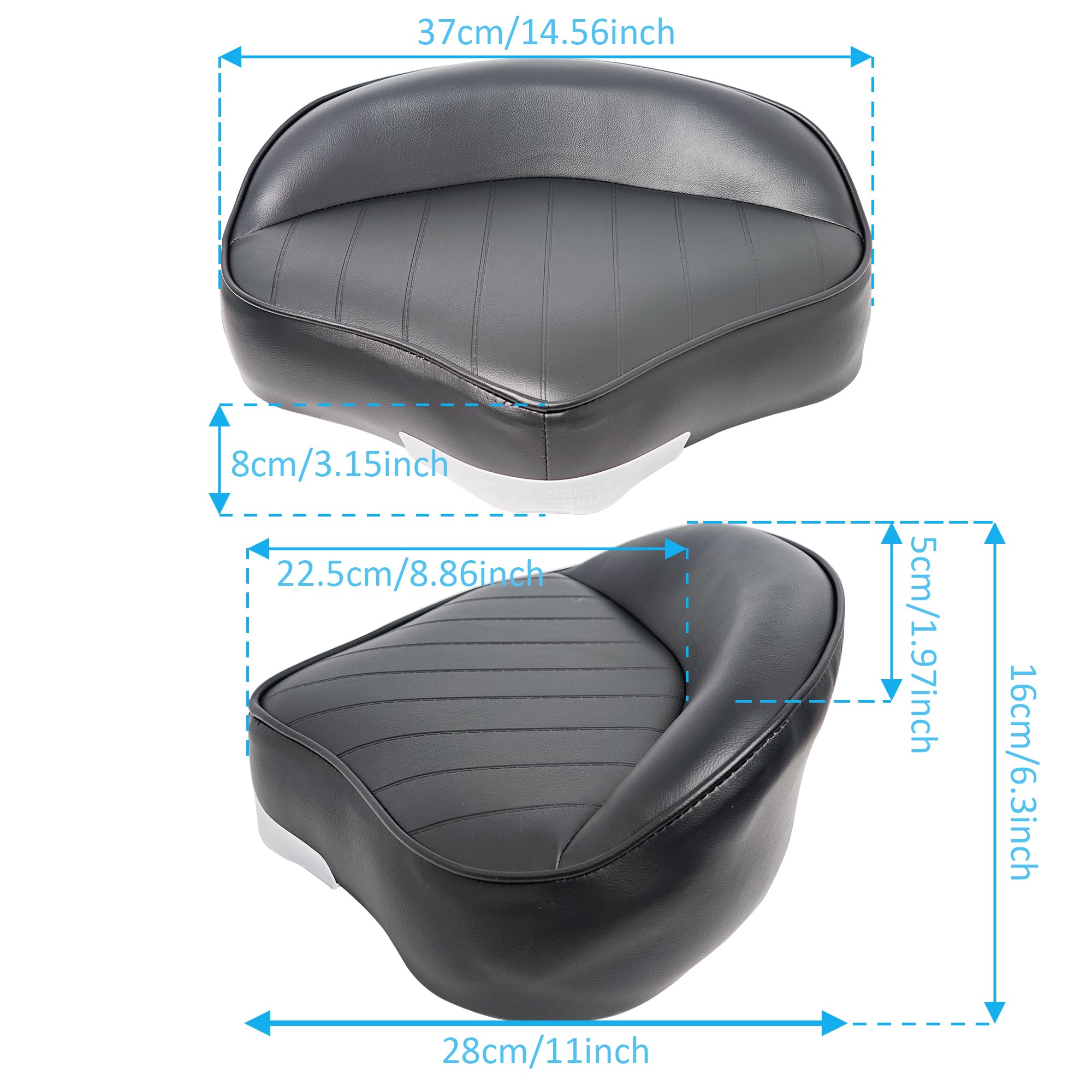 Vancus Casting Seat for Boat, Marine Grade Universal Pro Casting Fishing Bass Boat Seats Bike Butt Chair (2-Pack, Black)