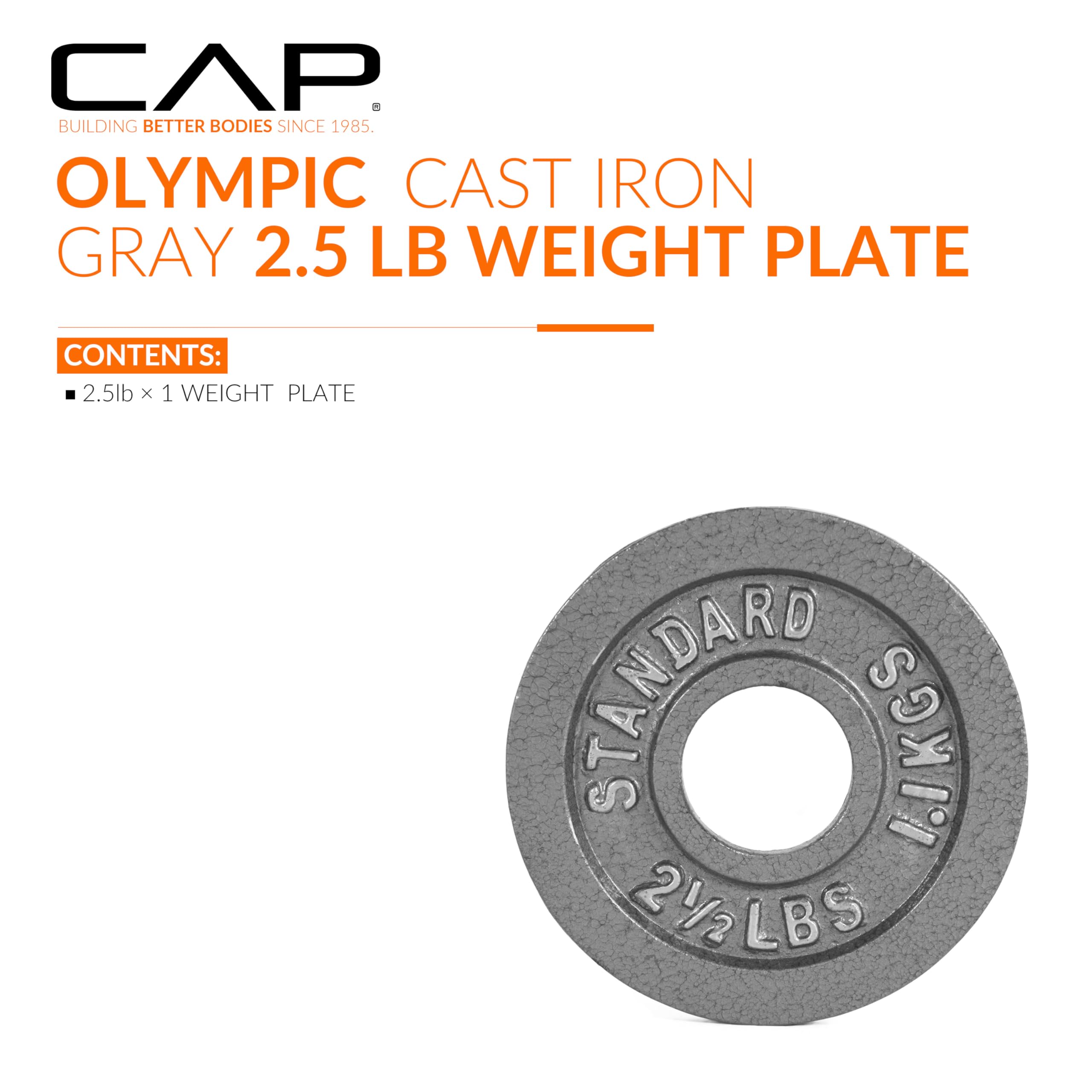 CAP Barbell Olympic 2-Inch Weight Plate, Gray, 2.5 LBS