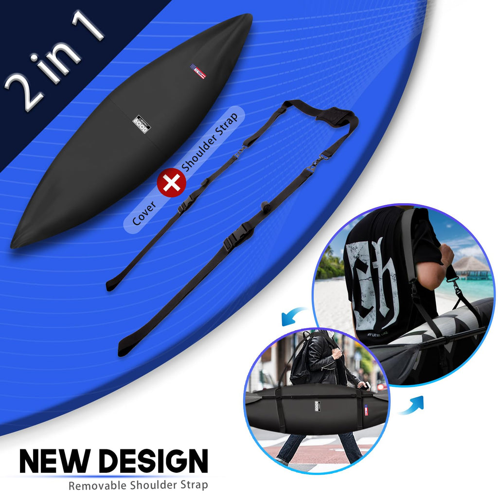 Libzaki 10.8-12Ft 600D Kayak Cover Accessories/Canoe Cover,High-Performance Fabric Upgraded Thickened Heavy Duty Waterproof & Uv