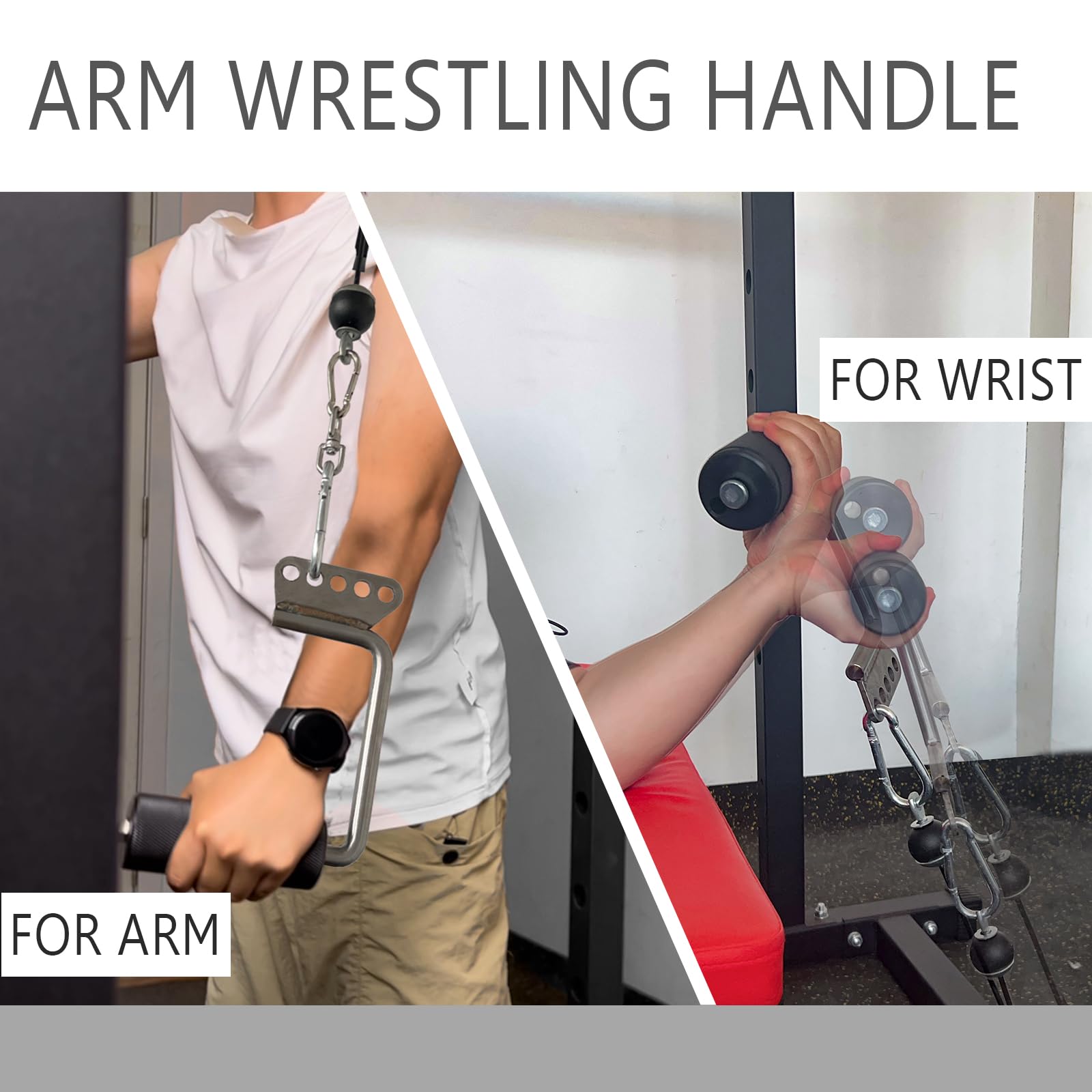 Korikahm Upgraded Lat Pulldown Attachments Double D Handle,Armwrestling Handles,V Bar Cable Machine Attachments, Cable Attachmen