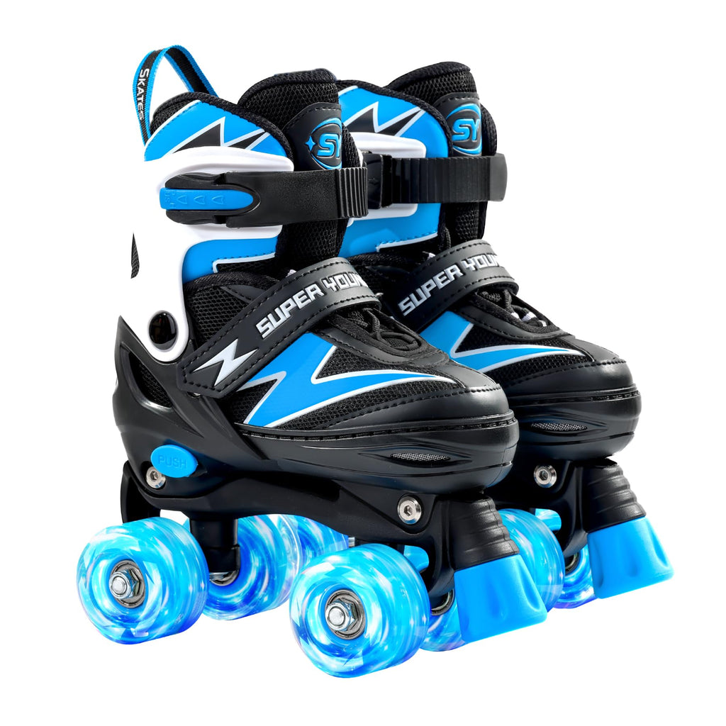 SUPER YOUNGSTER Adjustable Roller Skates Boys Kids Ages 5-8 8-12 Roller Skates Girls with Light up Wheels, Fun Rollerskate for Y