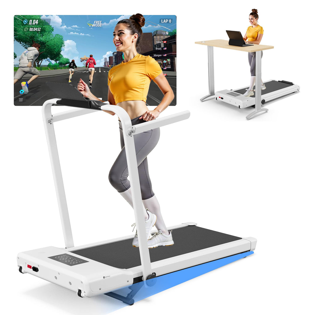Walking Pad Treadmill With Handle Bar 3-In-1 Foldable Treadmills For Small Space 300 Lbs Capacity, 3.0Hp Portable Under Desk Tre