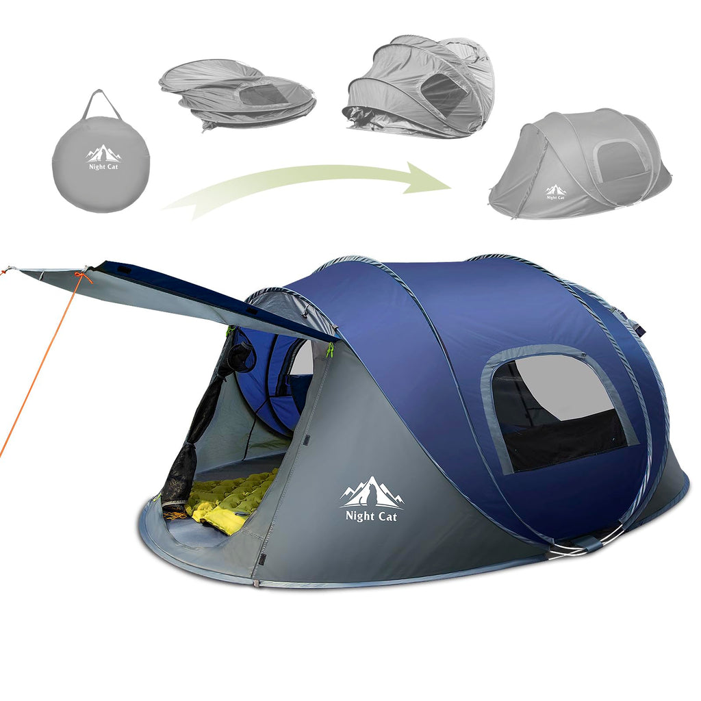Night Cat Pop-Up Camping Tent: 2 Person Tent Waterproof Instant Easy Setup Family Tent