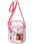 Vorspack Clear Bag Stadium Approved - PVC Clear Purse Clear Crossbody Bag with Front Pocket for Concerts Sports Festivals - Pink