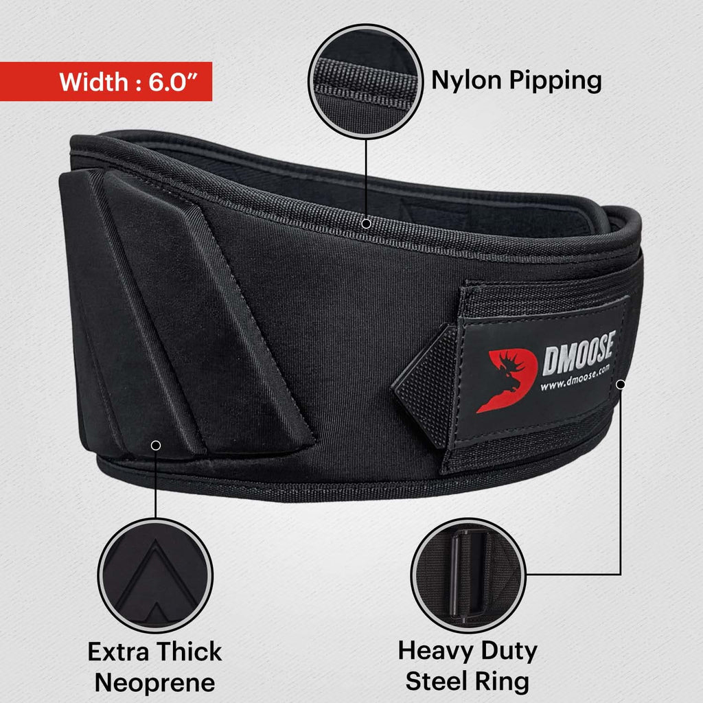 Dmoose Lifting Belts 6 Inch Auto-Lock Breathable Weight Lifting Back Support, Workout Back Support For Lifting, Fitness, Cross T