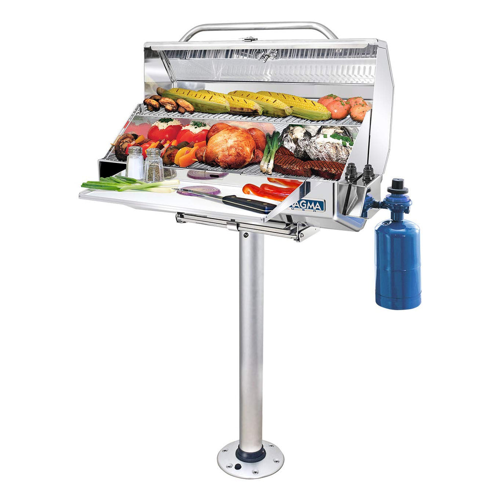 Magma Products, Double Locking Stowable Pedestal Mount, T10-185, Silver, One Size