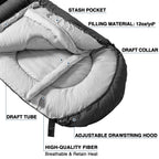 Atarashi Wide Size Camping Sleeping Bag- 4 Seasons For Adults, Light, Warm, Extra-Large With Compression Sack- Great For Hiking,