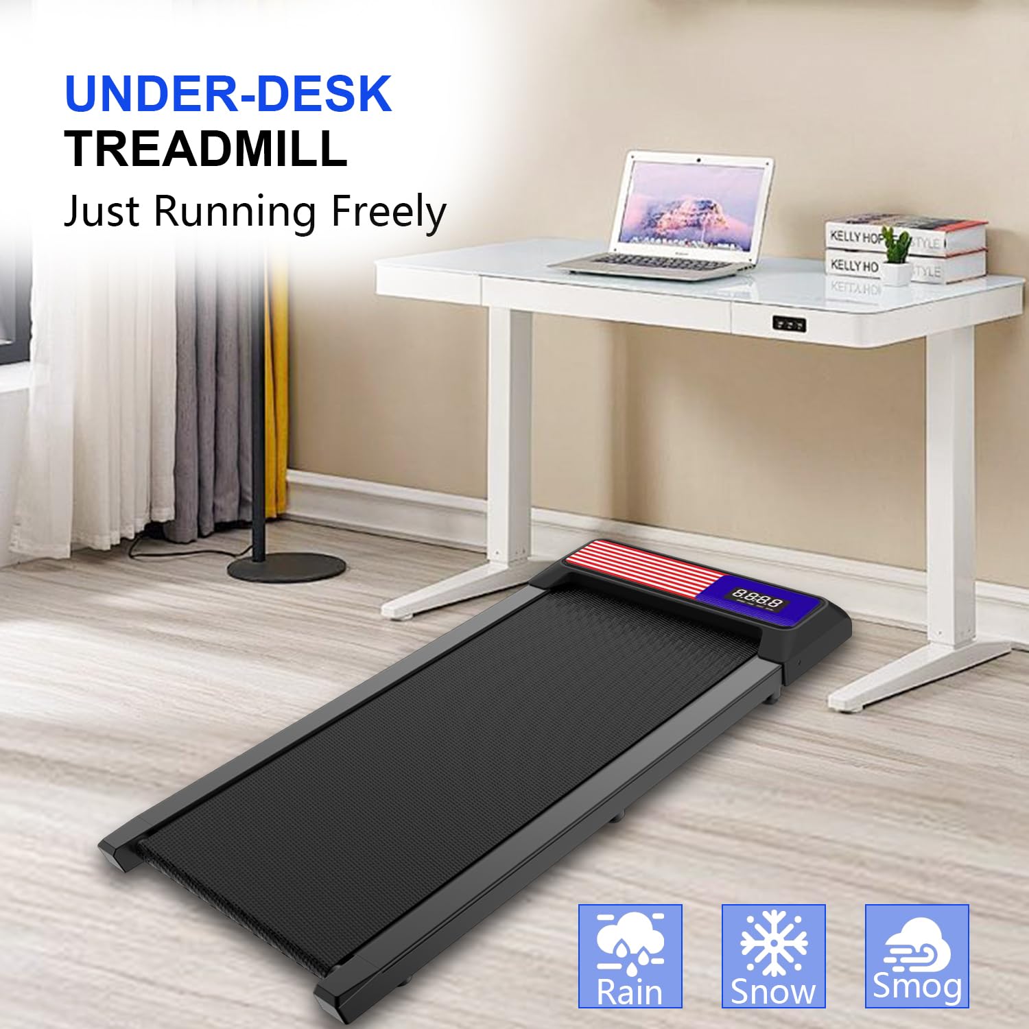 Upreign Walking Mat,Under Desk Treadmill 2.5Hp For Home And Office, 265Lbs Weight Capacity,Treadmill With App &Remote Control, L