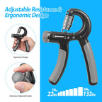 Niyikow 2 Pack Grip Strength Trainer, Hand Grip Strengthener, Adjustable Resistance 22-132Lbs (10-60Kg), Non-Slip Gripper, Perfe