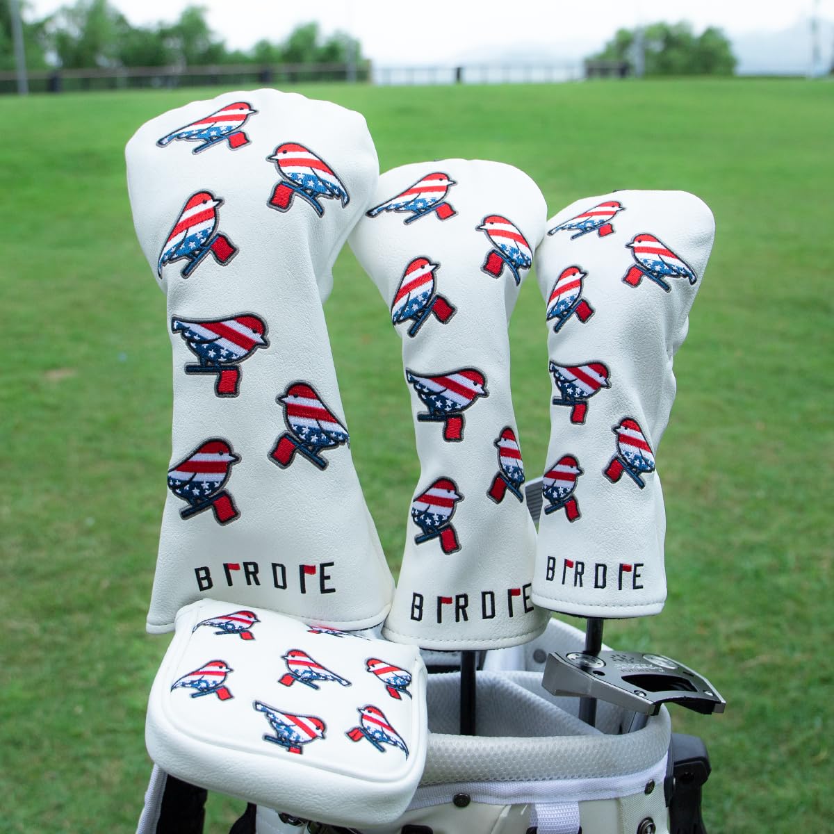 Golf Head Covers Driver Cover 3 Wood Headcover Hybrid Head Covers Embroidery Usa American Flag Birdie Design Golf Club Headcover