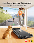 Walking Pad Treadmill with 12% Incline, Folding Treadmill with Adjustable Height Handle Bar for Home/Office