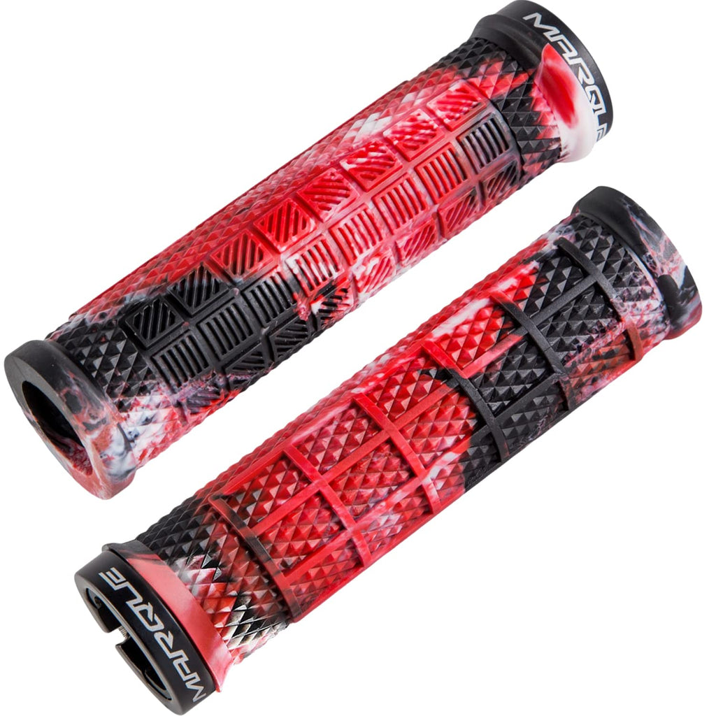 Marque Grapple Mountain Bike Handlebar Grips - Single Lock-On Ring Mtb And Bmx Bicycle Handle Bar With Non-Slip Grip (Wild Fire 