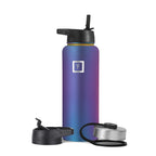 Iron Flask Camping & Hiking Hydration Flask, Wide Mouth, 3 Straw Lids, Stainless Steel Outdoor Water Bottle, Double Walled, Insu